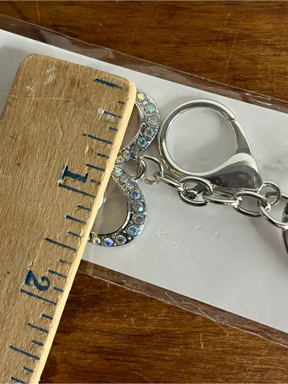 Silver Heart Keychain Bag Charm Keychain Iridescent Rhinestones Crystal Coll